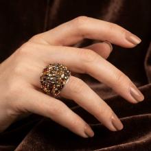 Сребърен пръстен Allison с кристали от Sw®  Autumn Gold