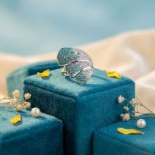 Сребърен пръстен с кристали от Sw®  SP658 Pasific Opal and Crystal