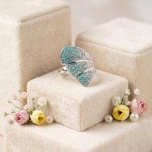 Сребърен пръстен с кристали от Sw®  SP658 Pasific Opal and Crystal