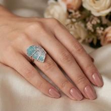 Сребърен пръстен с кристали от Sw®  SP658 Pasific Opal and Crystal