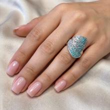 Сребърен пръстен с кристали от Sw®  SP658 Pasific Opal and Crystal