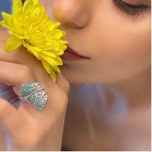 Сребърен пръстен с кристали от Sw®  SP658 Pasific Opal and Crystal