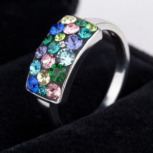 Сребърен пръстен с кристали от Sw® SP659 Multicolor