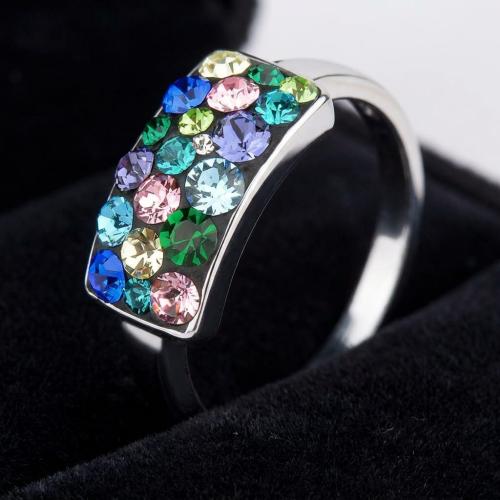 Сребърен пръстен с кристали от Sw® SP659 Multicolor