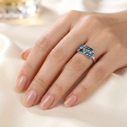 Сребърен пръстен с кристали от Sw® SP659 Multicolor