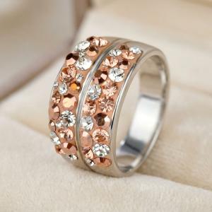 Сребърен пръстен с кристали от Sw®  SP661 Peach Gold
