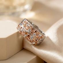 Сребърен пръстен с кристали от Sw®  SP661 Peach Gold