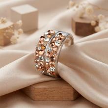 Сребърен пръстен с кристали от Sw®  SP661 Peach Gold