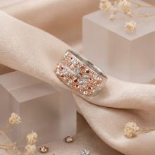 Сребърен пръстен с кристали от Sw®  SP661 Peach Gold