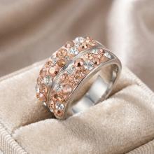 Сребърен пръстен с кристали от Sw®  SP661 Peach Gold