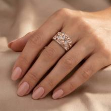 Сребърен пръстен с кристали от Sw®  SP661 Peach Gold