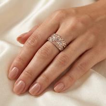 Сребърен пръстен с кристали от Sw®  SP661 Peach Gold