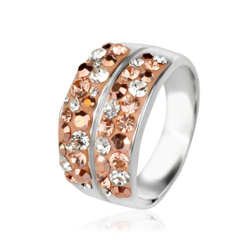 Сребърен пръстен с кристали от Swarovski®  SP661 Peach Gold