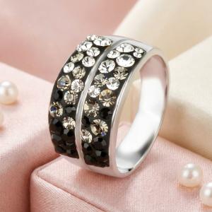 Сребърен Пръстен С Кристали От Sw® SP661 Crystal, Jet, Steel