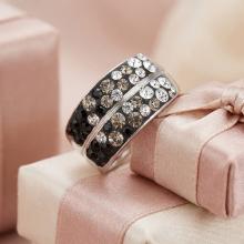 Сребърен Пръстен С Кристали От Sw® SP661 Crystal, Jet, Steel