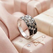 Сребърен Пръстен С Кристали От Sw® SP661 Crystal, Jet, Steel