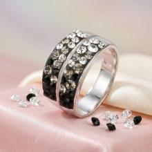 Сребърен Пръстен С Кристали От Sw® SP661 Crystal, Jet, Steel