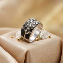 Сребърен Пръстен С Кристали От Sw® SP661 Crystal, Jet, Steel