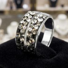 Сребърен Пръстен С Кристали От Sw® SP661 Crystal, Jet, Steel