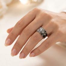 Сребърен Пръстен С Кристали От Sw® SP661 Crystal, Jet, Steel
