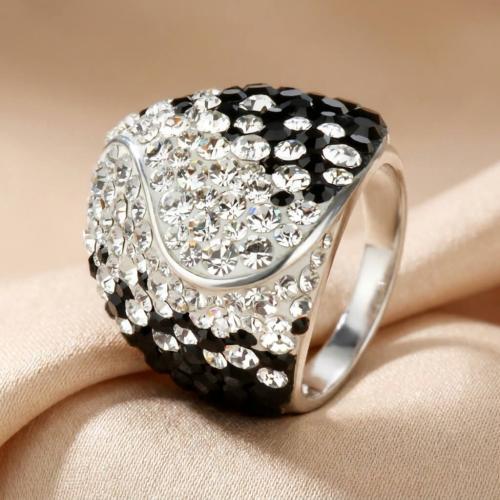 Сребърен Пръстен С Кристали От Sw® SP662 Black and White