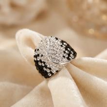 Сребърен Пръстен С Кристали От Sw® SP662 Black and White