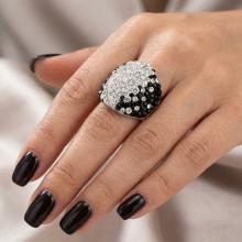 Сребърен Пръстен С Кристали От Sw® SP662 Black and White