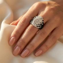 Сребърен Пръстен С Кристали От Sw® SP662 Black and White