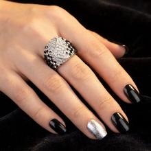 Сребърен Пръстен С Кристали От Sw® SP662 Black and White