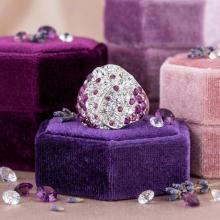Сребърен пръстен с кристали от Sw® SP662 Amethyst and Crystal