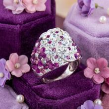 Сребърен пръстен с кристали от Sw® SP662 Amethyst and Crystal