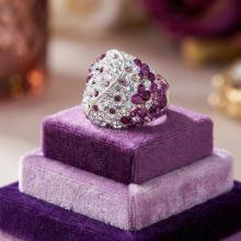 Сребърен пръстен с кристали от Sw® SP662 Amethyst and Crystal
