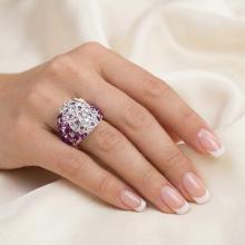 Сребърен пръстен с кристали от Sw® SP662 Amethyst and Crystal