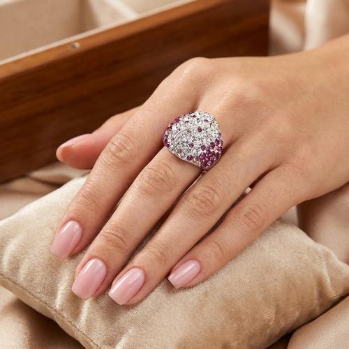 Сребърен пръстен с кристали от Sw® SP662 Amethyst and Crystal