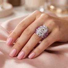Сребърен пръстен с кристали от Sw® SP662 Amethyst and Crystal