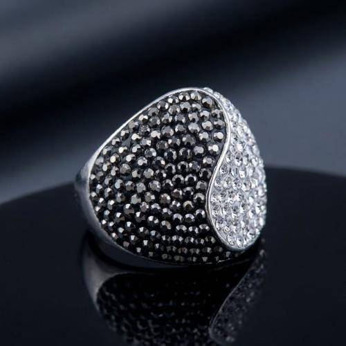 Сребърен пръстен с кристали от Sw® SP662 Crystal and Hematite