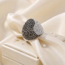 Сребърен пръстен с кристали от Sw®  SP662 Crystal and Hematite
