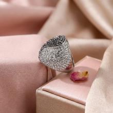 Сребърен пръстен с кристали от Sw®  SP662 Crystal and Hematite