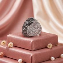 Сребърен пръстен с кристали от Sw®  SP662 Crystal and Hematite