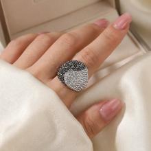 Сребърен пръстен с кристали от Sw®  SP662 Crystal and Hematite