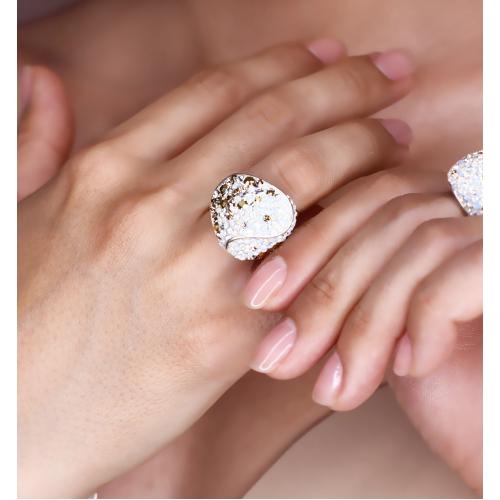 Сребърен пръстен с кристали от Sw®  SP662 Crystal and Hematite