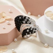Сребърен пръстен с кристали от Sw®  SP663 Black and White