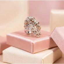 Сребърен пръстен с кристали от Sw®  SP663 Peach Gold