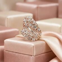 Сребърен пръстен с кристали от Sw®  SP663 Peach Gold