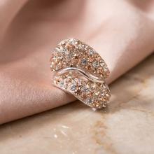 Сребърен пръстен с кристали от Sw®  SP663 Peach Gold