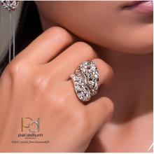 Сребърен пръстен с кристали от Sw®  SP663 Peach Gold
