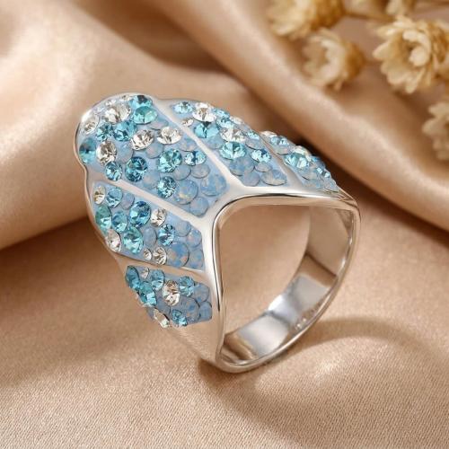 Сребърен пръстен с кристали от Sw® SP665 Deep Blue