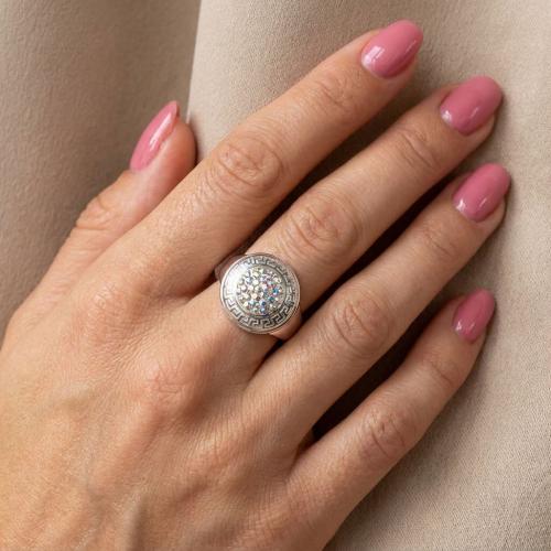 Сребърен пръстен с кристали от Sw® SP667 AB Crystal
