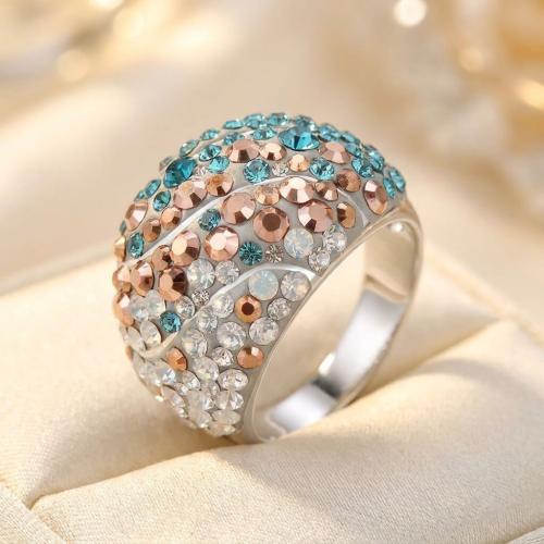 Сребърен пръстен с кристали от Sw® SP668 Indicolite and Golden Shadow