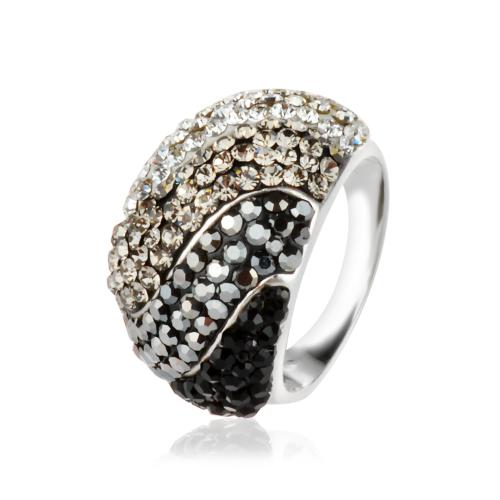 Сребърен пръстен с кристали от Sw®  SP668 Crystal, Jet ,Hematit